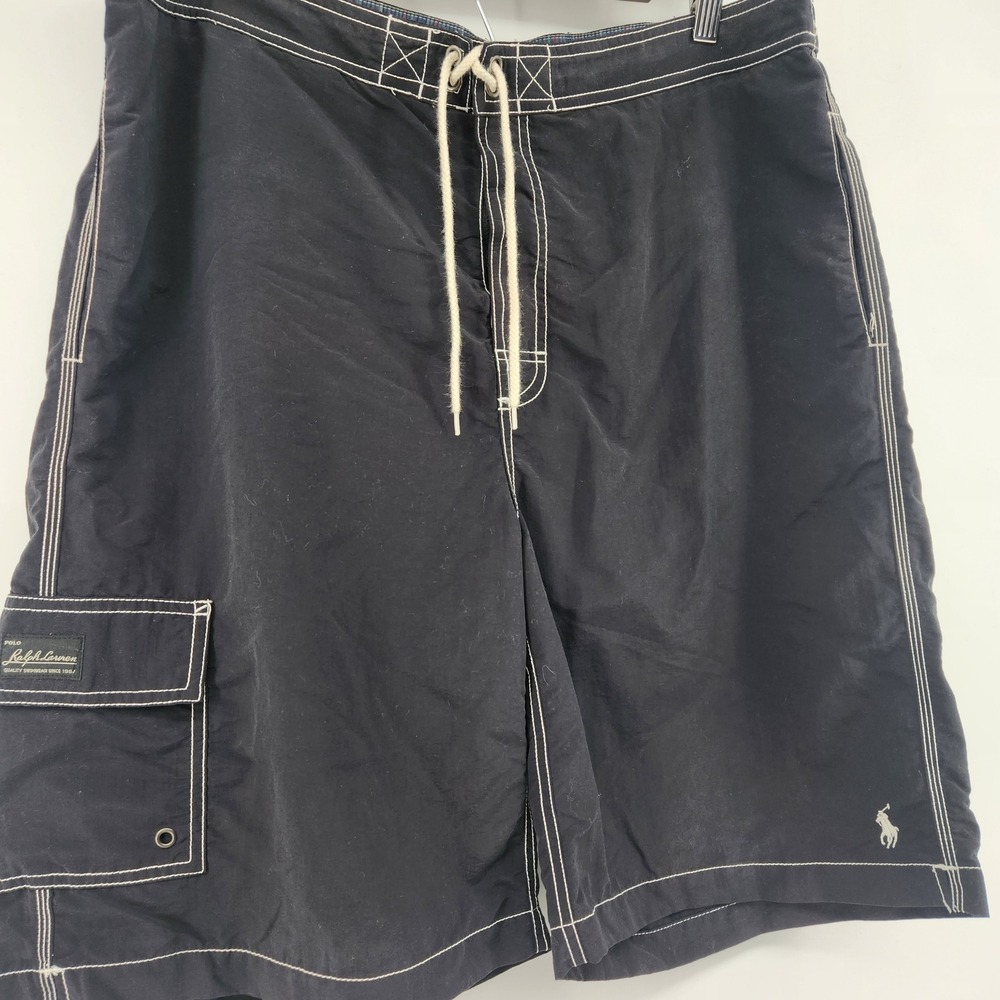 Polo Ralph Lauren VTG Mens Navy Blue Cargo Swim Trunks Board Shorts XL